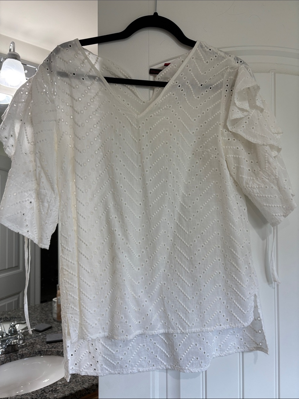 NWOT White Eyelet V-Neck Women’s Top